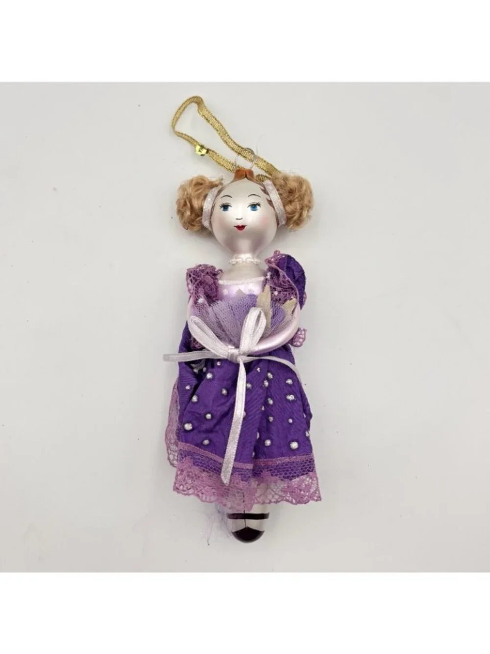 De Carlini Icicle Girl Blown Glass Christmas Ornament Purple Ladies Elegance 6”